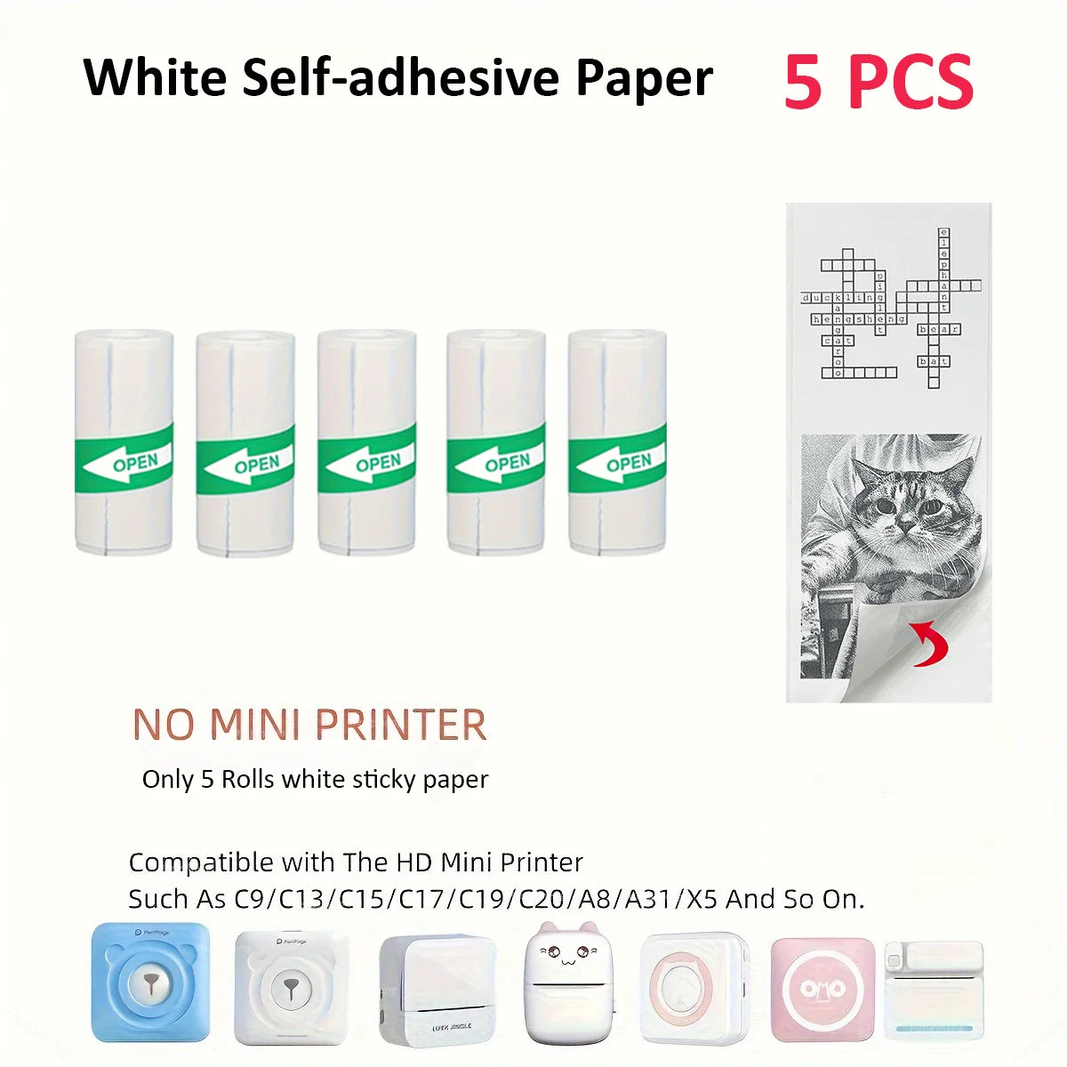 Thermal Mini Printer, Portable Inkless Sticker Maker,Bluetooth Free Cut Small Pocket Printer for Children DIY 57mm Photo Print