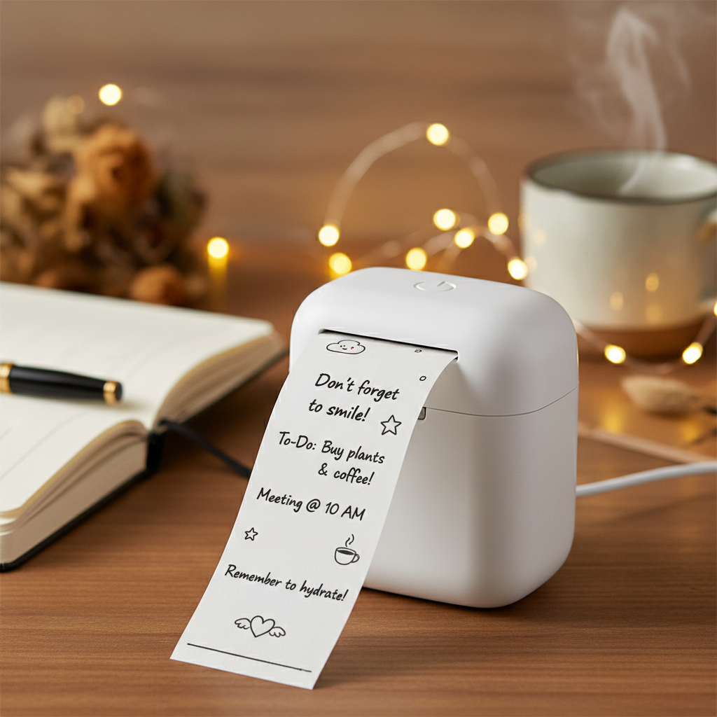 Close-up of printer printing notes and reminders